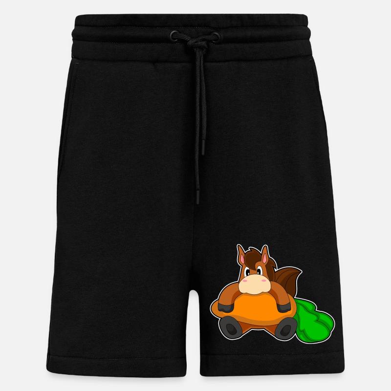 Cheval Carotte - Short bio décontracté fabriqué en UE - SOLID BLACK