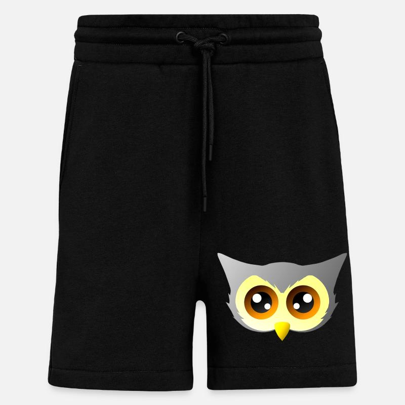 vögel closing, süßes eulengesicht - Shorts - made by SPREAD - SOLID BLACK