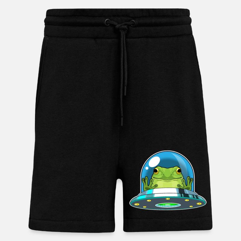 Frog Spaceship Space - Short bio décontracté fabriqué en UE - SOLID BLACK