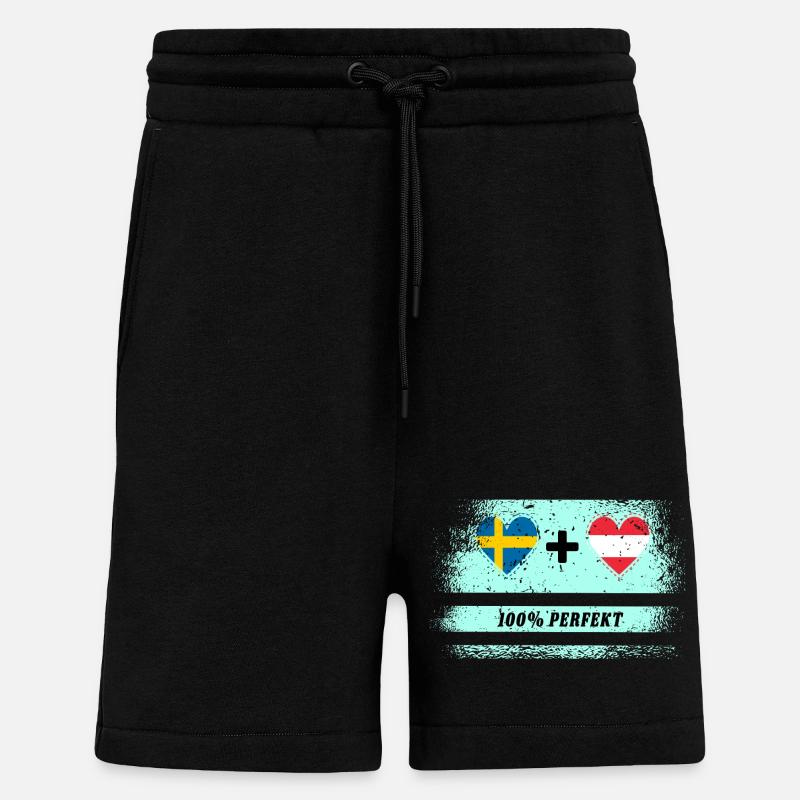 Autriche & Suède 100% parfait / cadeau - Short bio décontracté fabriqué en UE - SOLID BLACK