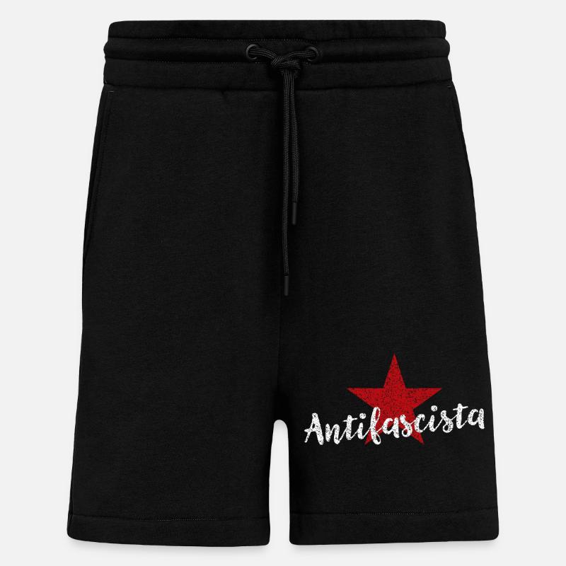 Antifasciste - Short bio décontracté fabriqué en UE - SOLID BLACK