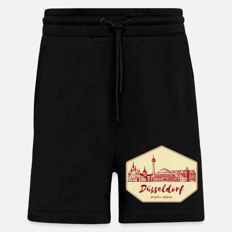 Badge Skyline de Düsseldorf - Short bio décontracté fabriqué en UE - SOLID BLACK