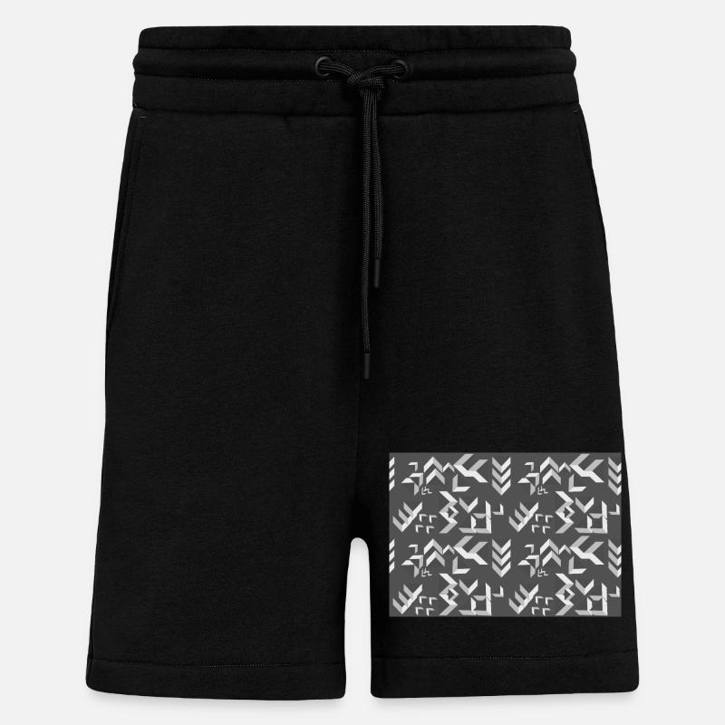 Deco pattern triangles grey-white - Shorts - made by SPREAD - SOLID BLACK