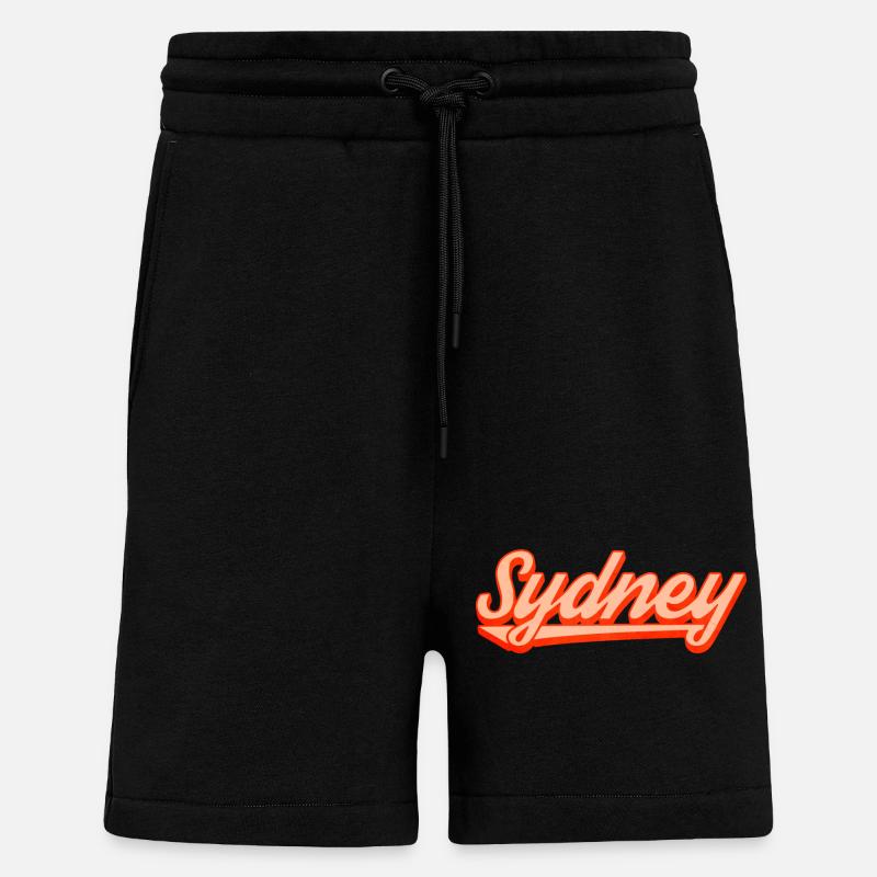 Logo du script rétro de Sydney - Short bio décontracté fabriqué en UE - SOLID BLACK