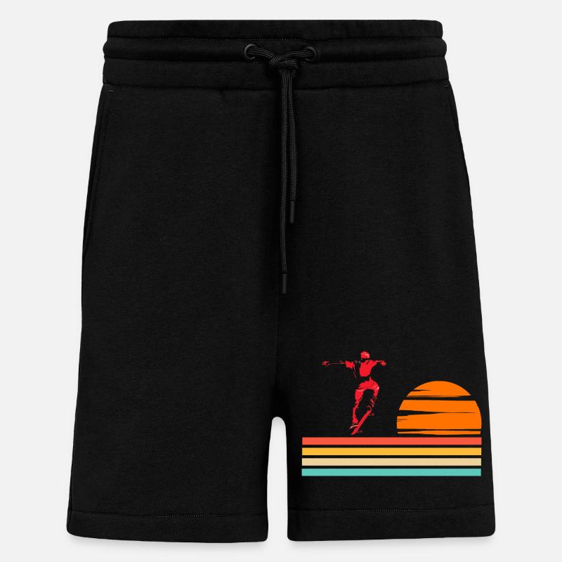 Skateboard Cool Skater Boy Sunset - Short bio décontracté fabriqué en UE - SOLID BLACK