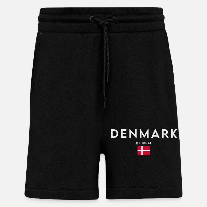 Drapeau du Danemark, fierté danoise - Short bio décontracté fabriqué en UE - SOLID BLACK