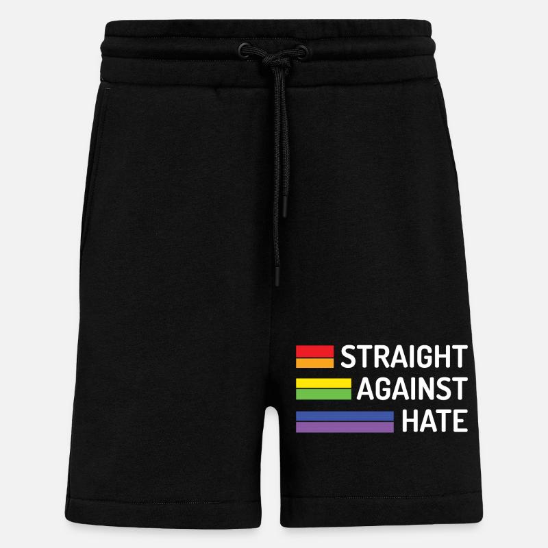 Pride Month - Straight Against Hate - Shorts - made by SPREAD - SOLID BLACK