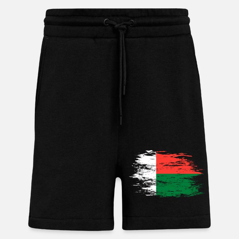 Drapeau de Madagascar utilisé - Short bio décontracté fabriqué en UE - SOLID BLACK