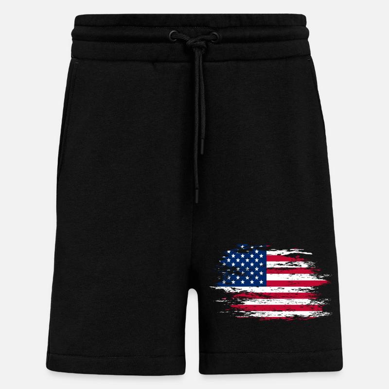 Drapeau des États-Unis utilisé - Short bio décontracté fabriqué en UE - SOLID BLACK
