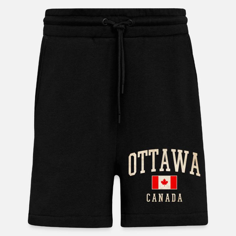Conception du drapeau d’Ottawa Canada - Short bio décontracté fabriqué en UE - SOLID BLACK