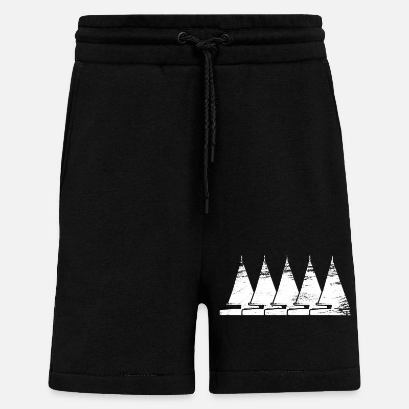 Dessin de voilier - Short bio décontracté fabriqué en UE - SOLID BLACK