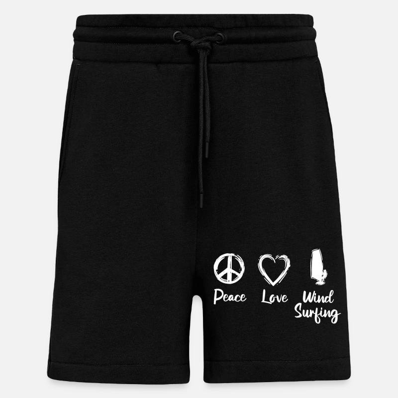 Peace Love Wind Surf - Short bio décontracté fabriqué en UE - SOLID BLACK