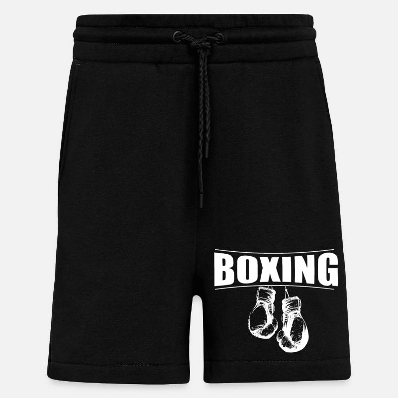Boxe avec des gants - Short bio décontracté fabriqué en UE - SOLID BLACK