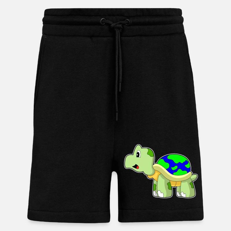 Turtle Earth Globe - Shorts - made by SPREAD - SOLID BLACK