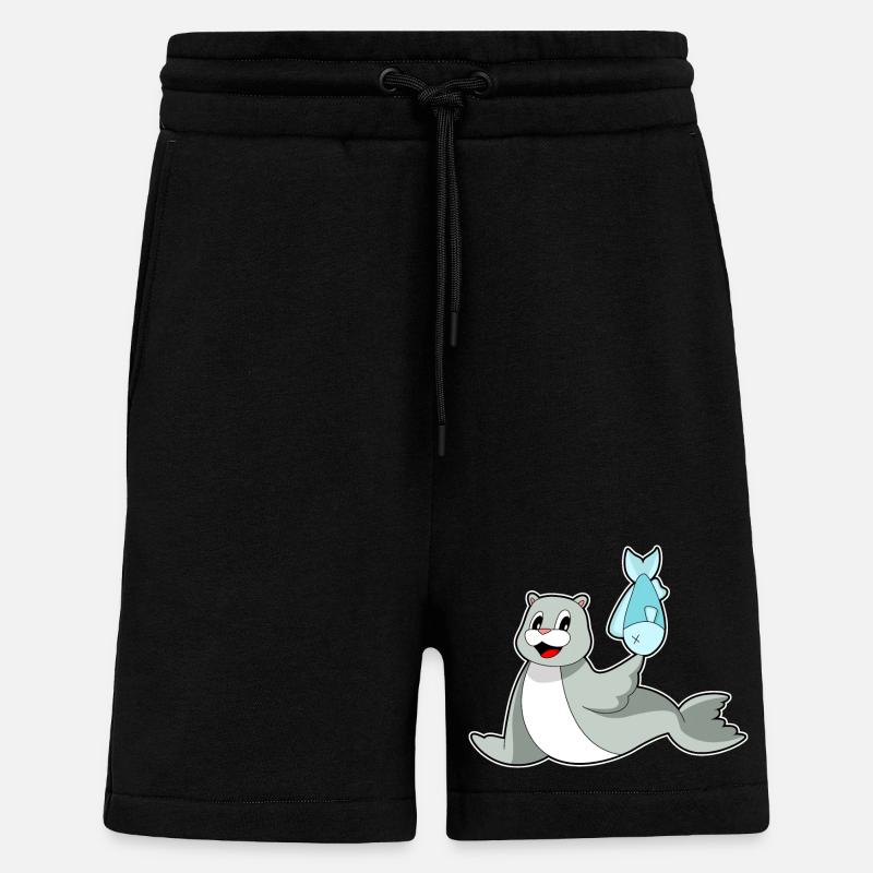 Poisson phoque - Short bio décontracté fabriqué en UE - SOLID BLACK