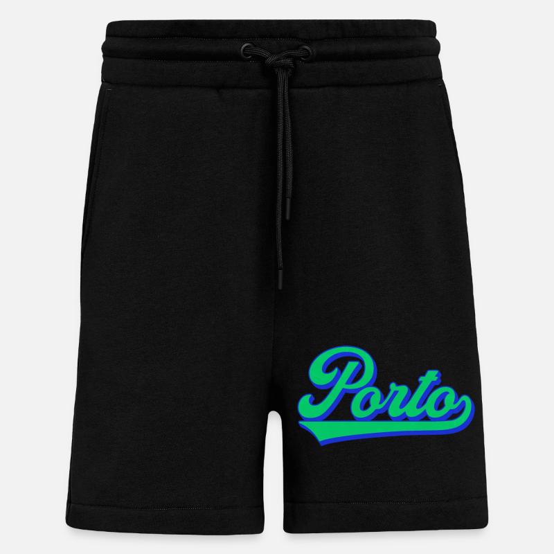 Porto Neon Script Rétro - Short bio décontracté fabriqué en UE - SOLID BLACK