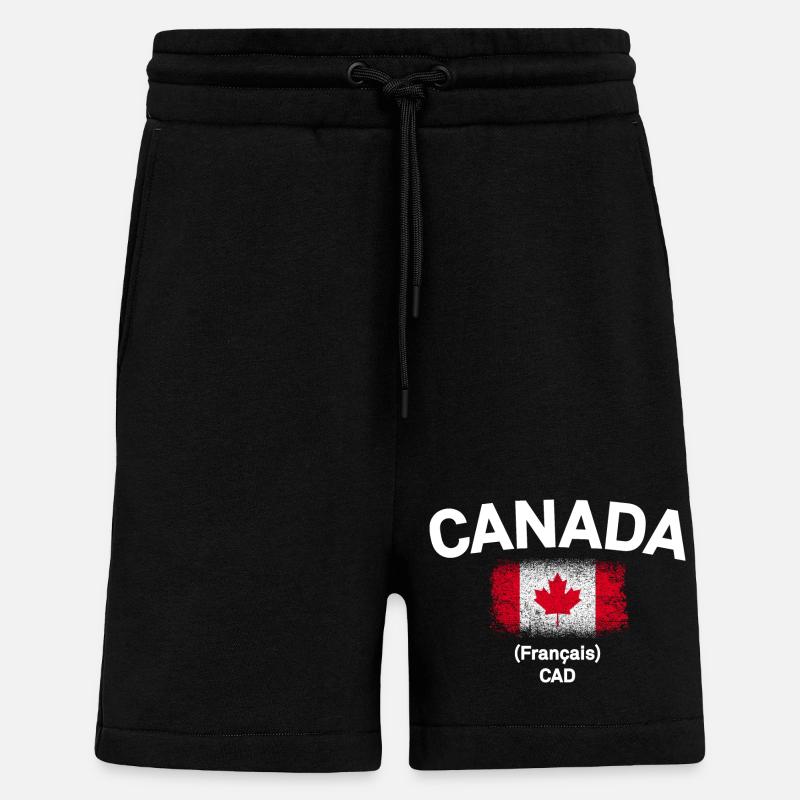 Drapeau canadien Franglais CAD - Short bio décontracté fabriqué en UE - SOLID BLACK
