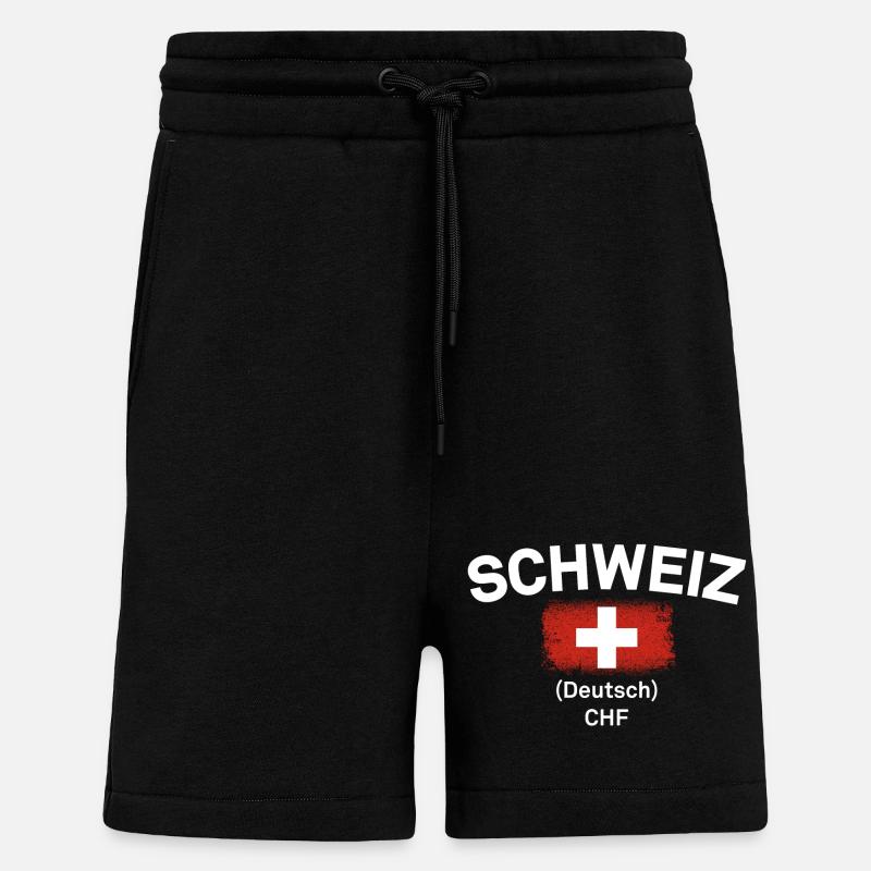 Swiss Flag CHF Emblem - Shorts - made by SPREAD - SOLID BLACK
