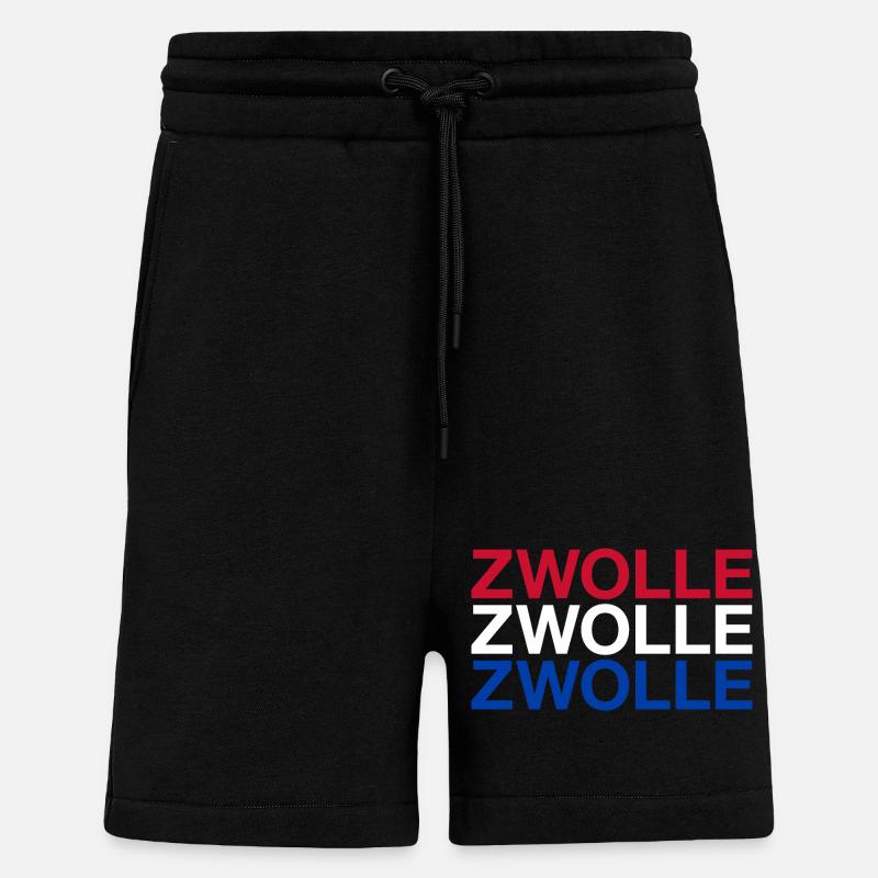ZWOLLE Pays-Bas Drapeau des Pays-Bas - Short bio décontracté fabriqué en UE - SOLID BLACK