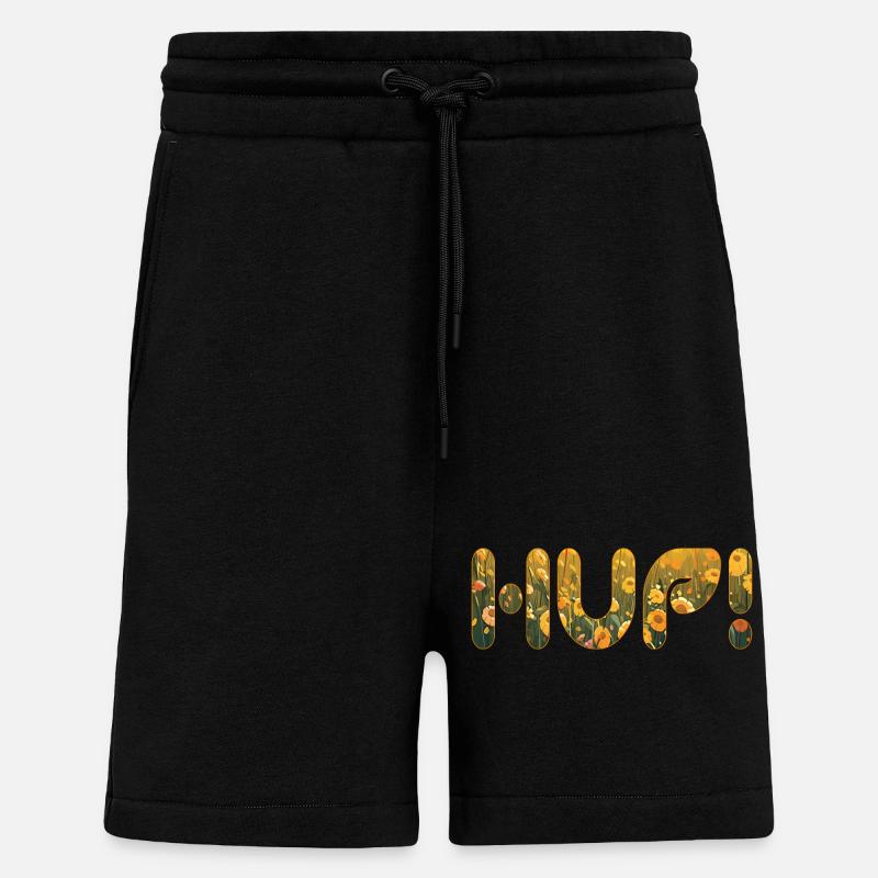 HUP dans le champ de fleurs - Short bio décontracté fabriqué en UE - SOLID BLACK