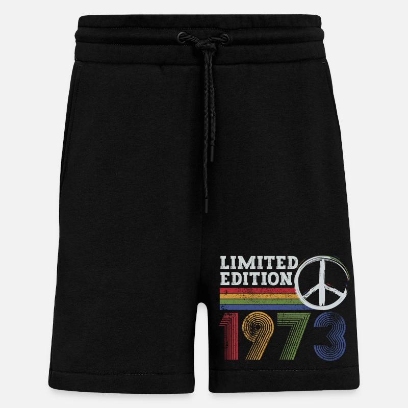 Edition Limitée Peace 1973 Rétro - Short bio décontracté fabriqué en UE - SOLID BLACK