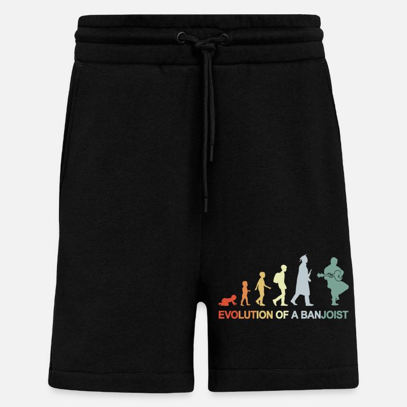 Évolution du joueur de banjo - Short bio décontracté fabriqué en UE - SOLID BLACK