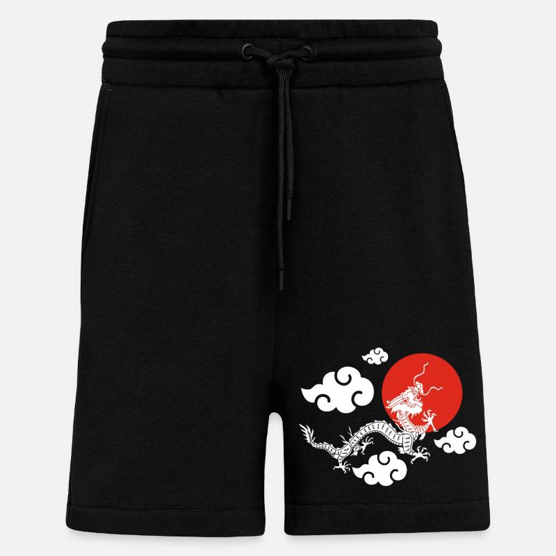 L'envol du dragon blanc - Short bio décontracté fabriqué en UE - SOLID BLACK