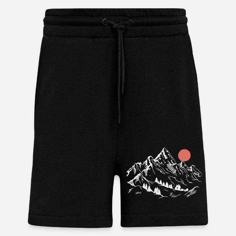 Snowy Peaks Under Red Sun - Shorts - made by SPREAD - SOLID BLACK