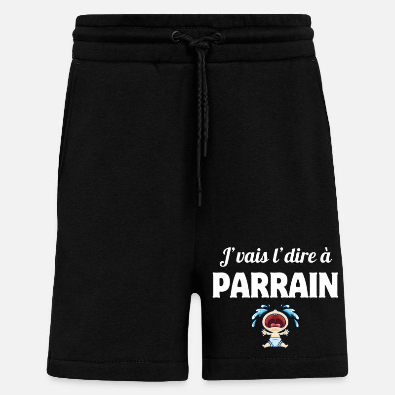 j'vais le dire, parrain, super parrain - Short bio décontracté fabriqué en UE - SOLID BLACK