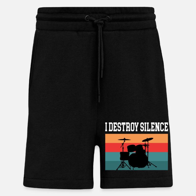 Drummer Drummer I destroy silence - Shorts - made by SPREAD - SOLID BLACK
