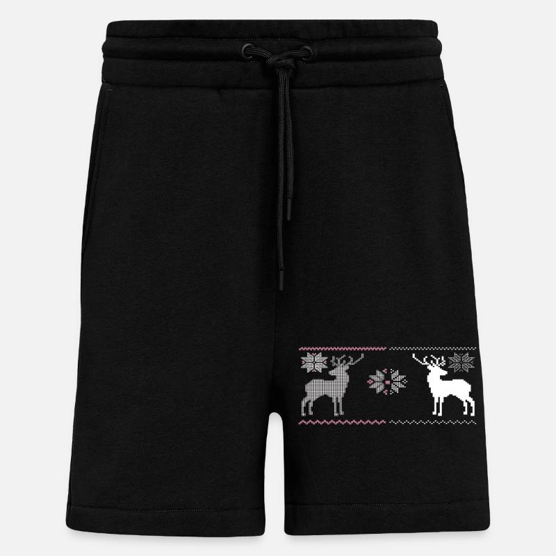 Noël, Renne - Short bio décontracté fabriqué en UE - SOLID BLACK
