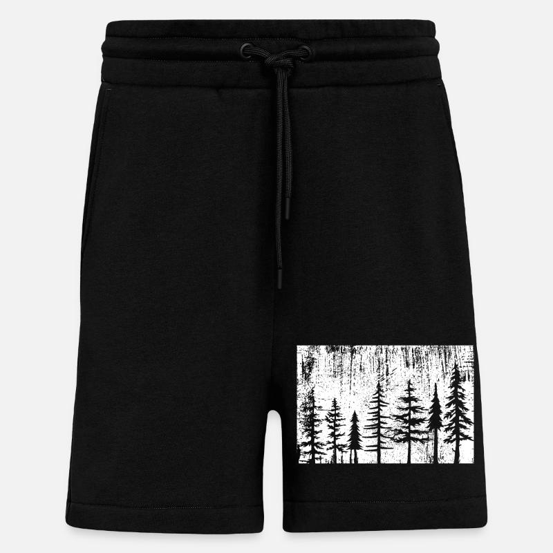 Silhouette Forêt Monochrome - Short bio décontracté fabriqué en UE - SOLID BLACK