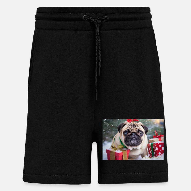 Niedlicher Weihnachts-Pug mit Geschenken - Shorts - made by SPREAD - SOLID BLACK