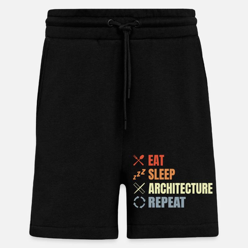 Eat Sleep Architecture Repeat - Shorts - made by SPREAD - SOLID BLACK