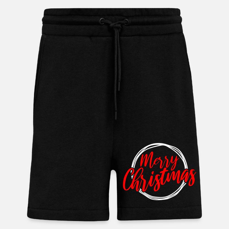 Joyeux Noël Script Circle - Short bio décontracté fabriqué en UE - SOLID BLACK