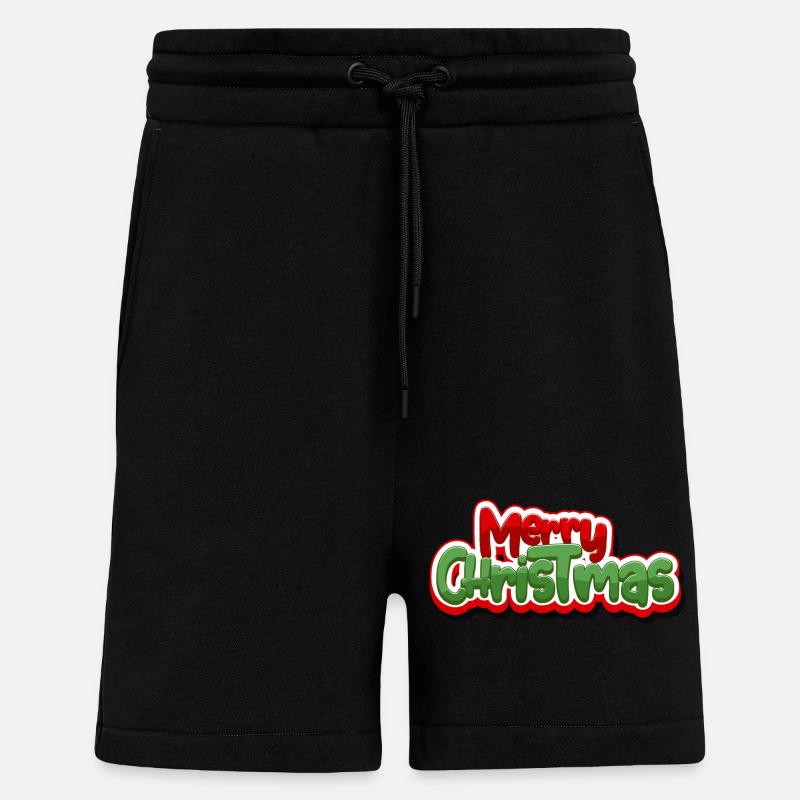Merry Christmas Bold Script Graphic - Shorts - made by SPREAD - SOLID BLACK