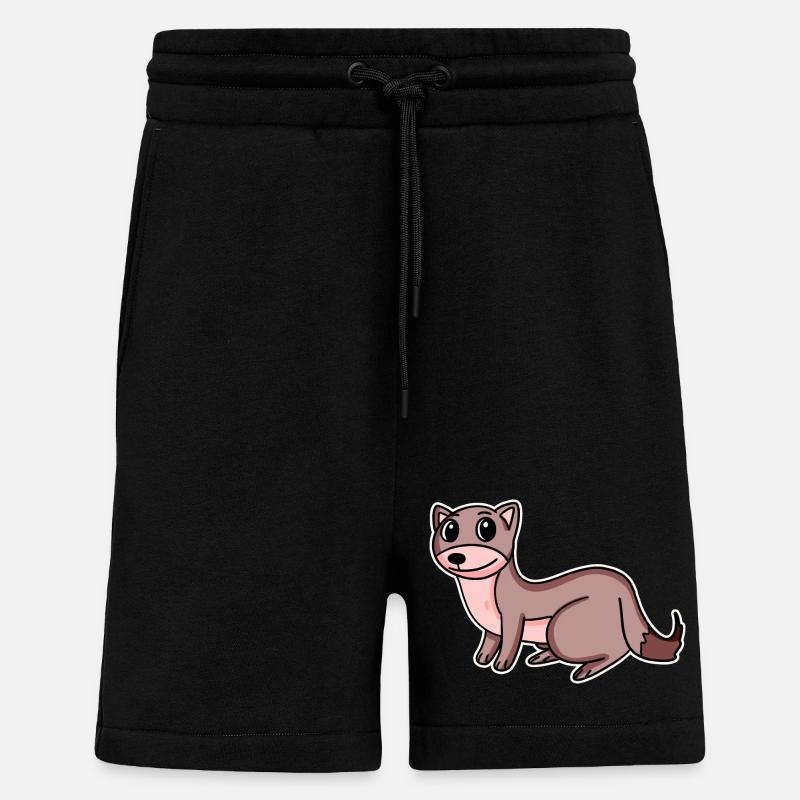 Motif de belette - Short bio décontracté fabriqué en UE - SOLID BLACK