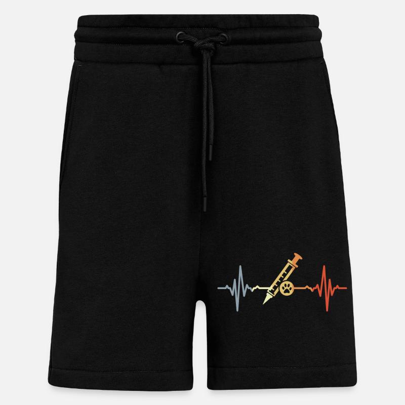 Veterinary Syringe ECG - Shorts - made by SPREAD - SOLID BLACK