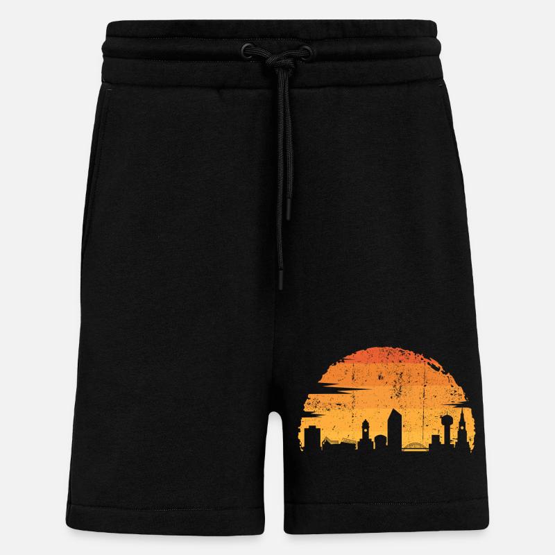 Silhouette Coucher De Soleil Urbain - Short bio décontracté fabriqué en UE - SOLID BLACK