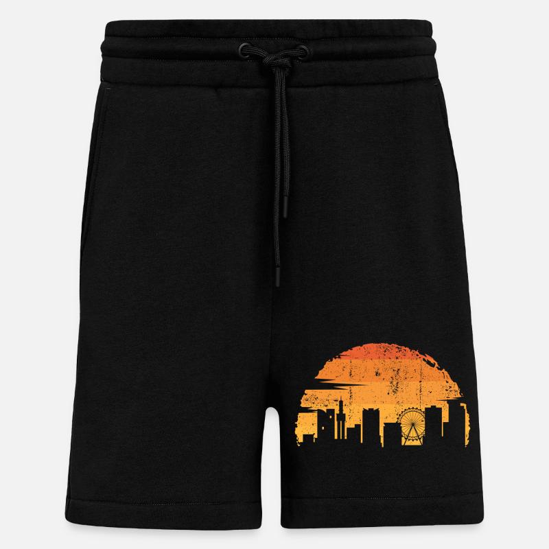 Sonnenuntergang Skyline Silhouette - Shorts - made by SPREAD - SOLID BLACK