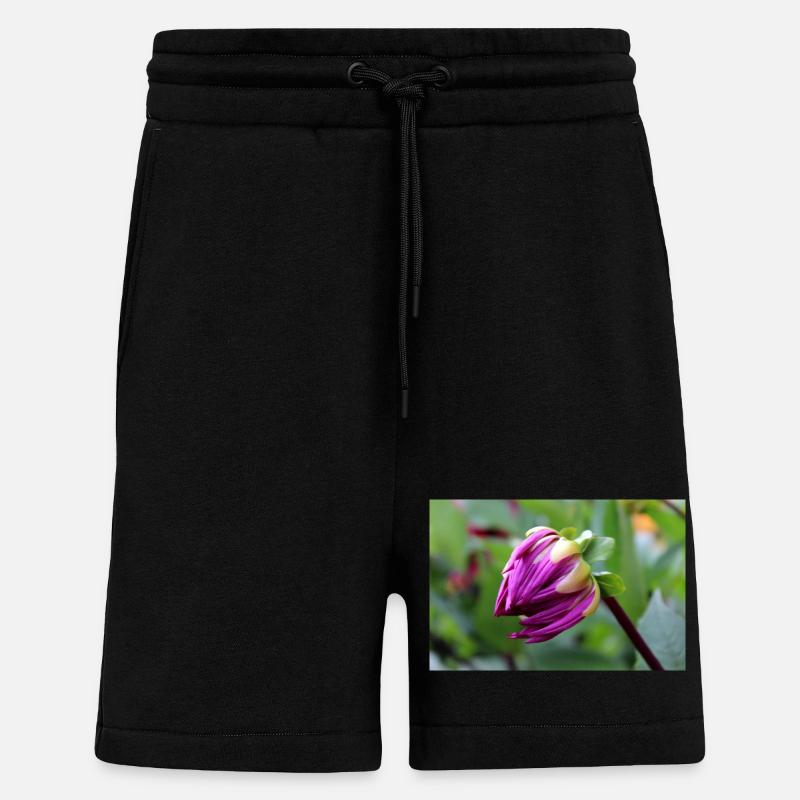 Fleur de Dahlia rouge violet, fleur - Short bio décontracté fabriqué en UE - SOLID BLACK
