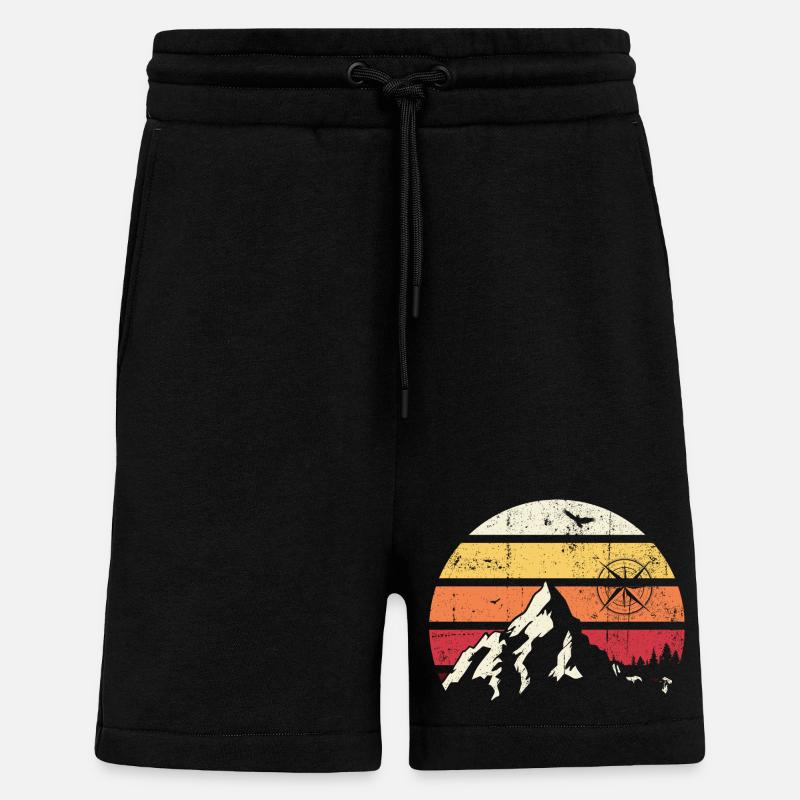 Alpine Sunset Kompass - Shorts - made by SPREAD - SOLID BLACK