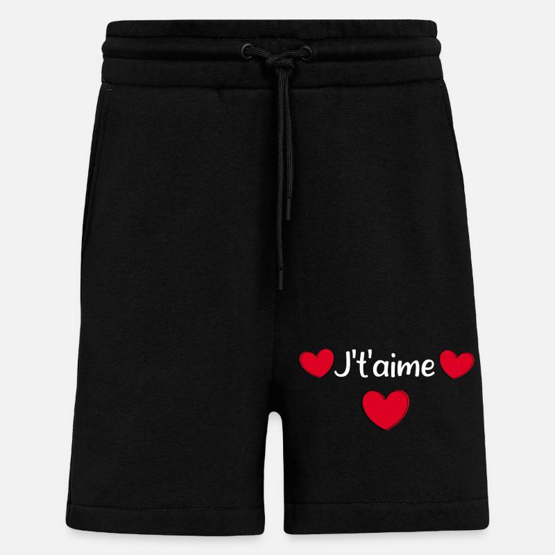 Saint-Valentin cœur rouge, st.valentin - Short bio décontracté fabriqué en UE - SOLID BLACK