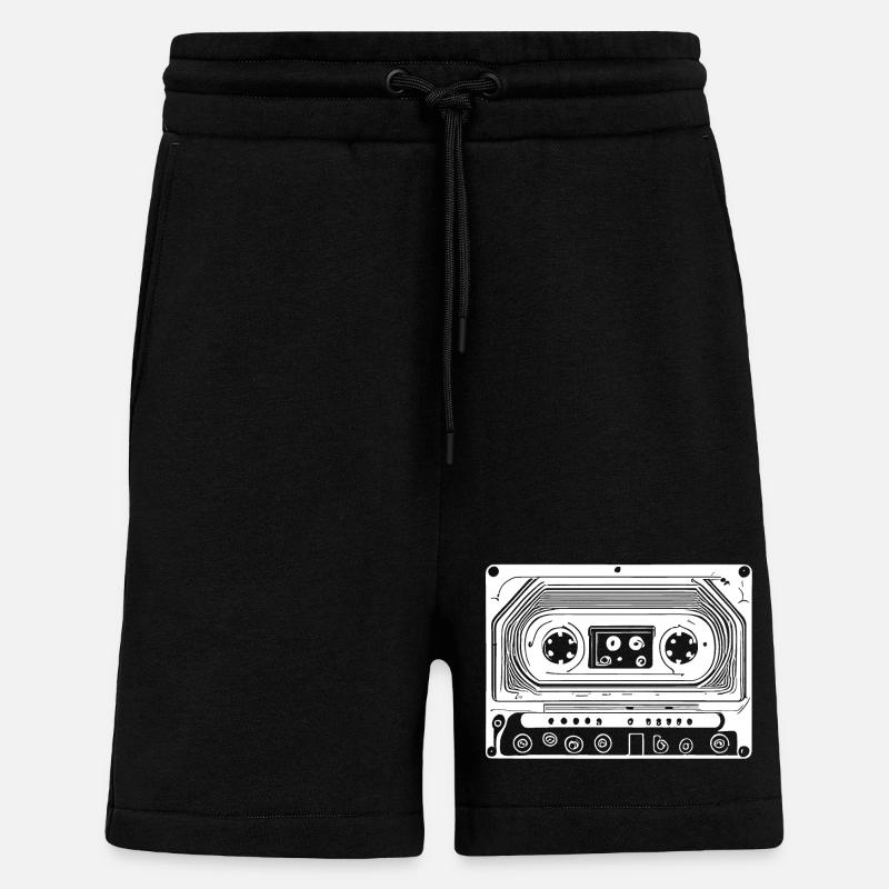 Cassette audio au design rétro - Short bio décontracté fabriqué en UE - SOLID BLACK