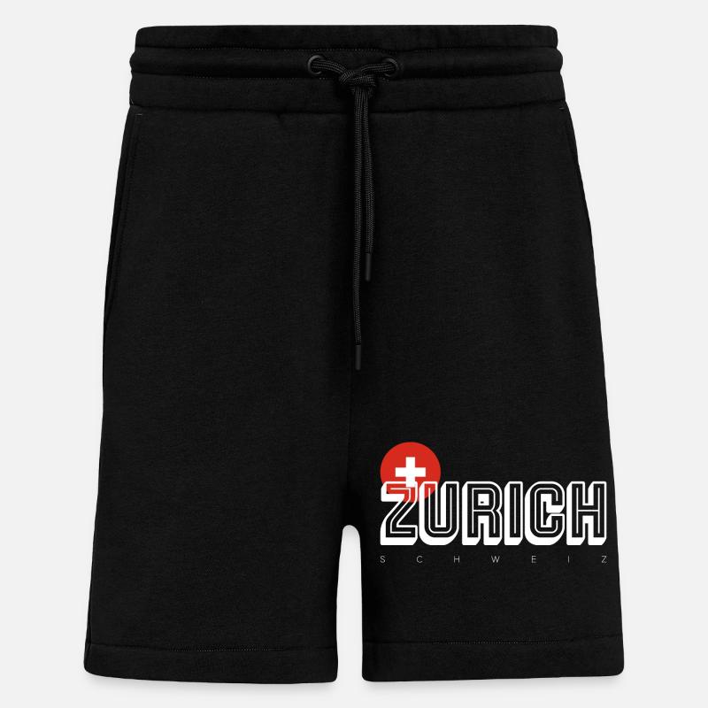Mot-symbole Zurich avec écusson suisse - Short bio décontracté fabriqué en UE - SOLID BLACK