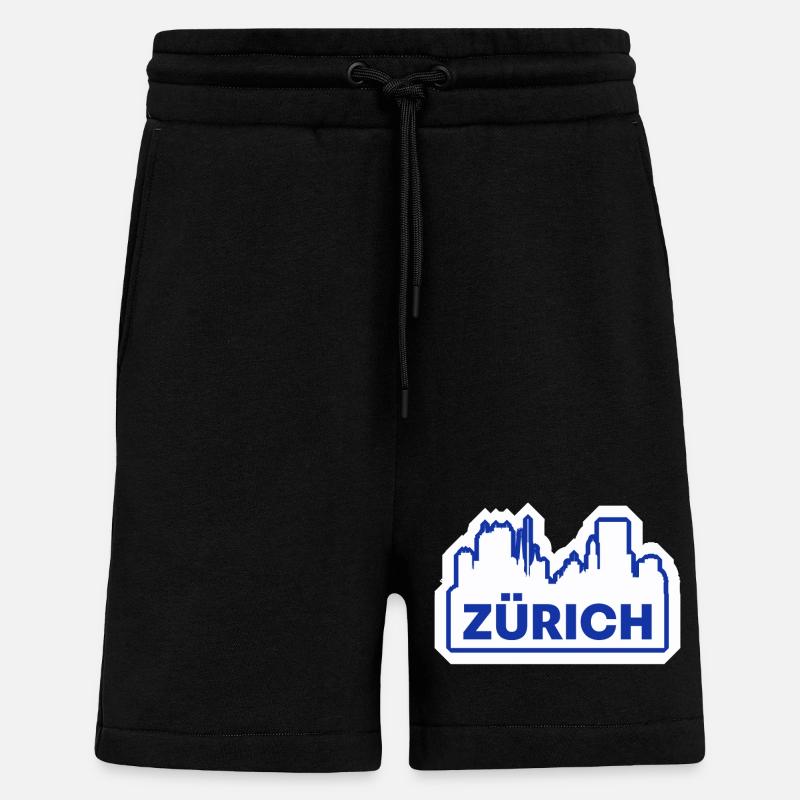 Impression du logo Zurich Skyline - Short bio décontracté fabriqué en UE - SOLID BLACK