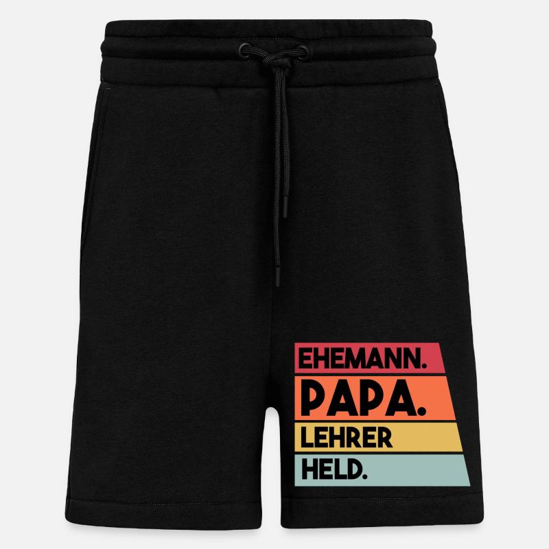 Ehemann Papa Lehrer Held - Shorts - made by SPREAD - SOLID BLACK