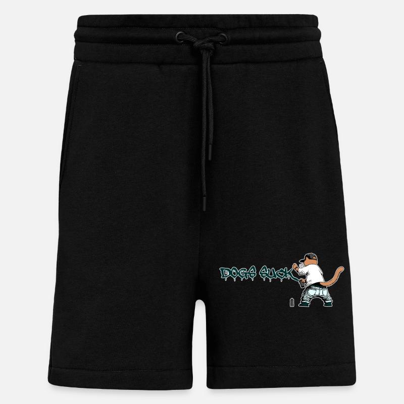 Katze Graffiti Hunde saugen - Shorts - made by SPREAD - SOLID BLACK