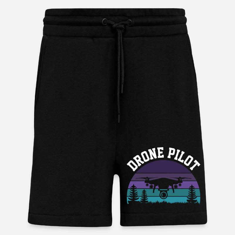 Pilote de drone - Short bio décontracté fabriqué en UE - SOLID BLACK