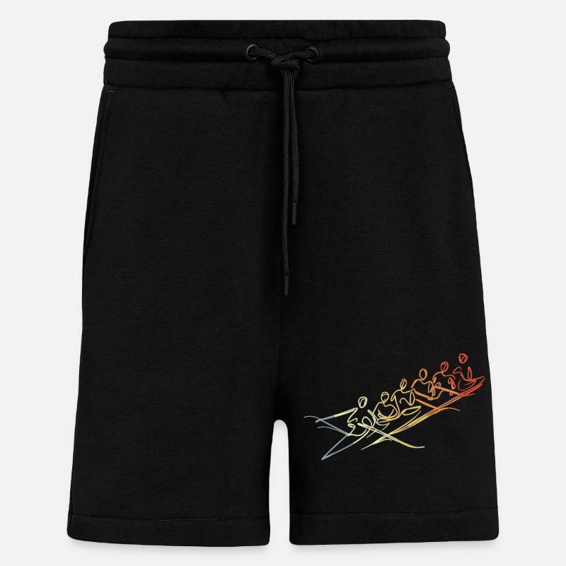 Dessin de l’équipe d’aviron - Short bio décontracté fabriqué en UE - SOLID BLACK